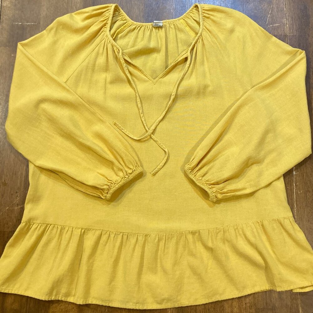 Old Navy Yellow Golden Boho Tie-Neck Swing Top for Women Size Large NWOT!